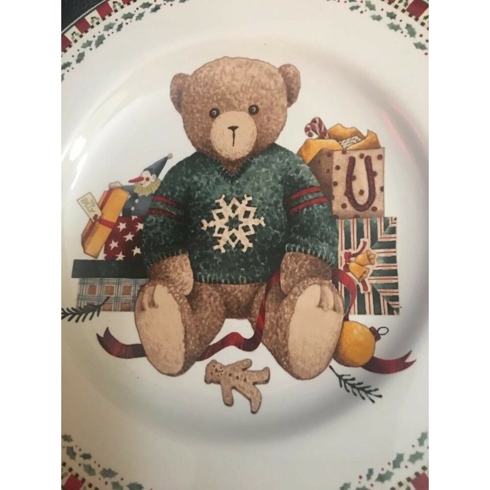 Christmas Bears Sakura Debbie‎ Mumm Salad Plate-Presents